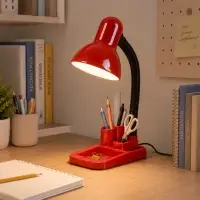 Лампа настольная RISALUX &laquo;Мудрец&raquo;, органайзер, Е27, 40 Вт, красная, 18&times;11.5&times;33 см