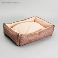 Лежанка, 54&times;42&times;11 см, с двусторонней подушкой, под замшу, мебельная ткань, цвет МИКС