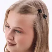 Крабик для волос &laquo;Чёрный ажур&raquo;, ореол сердца, 2.5 см