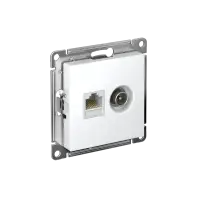 Розетка ATLASDESIGN двойная ТВ + компьютерная RJ45 категория  5Е белый