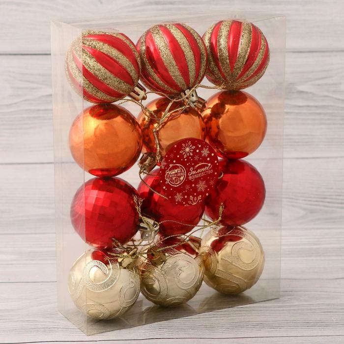 Набор шаров пластик d-5 см, 12 шт Набор шаров пластик d-5 см, 12 шт "Диско узоры ассорти" микс