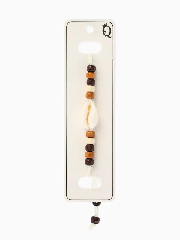 Браслет на нити &laquo;Ракушка и бусины&raquo;, d=7 см, бежево-коричневый