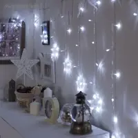 Гирлянда &laquo;Бахрома-арка&raquo; 2.5&times;1.2 м с насадками &laquo;Звёзды&raquo;, IP20, прозрачная нить, 136 LED, свечение белое, 8 режимов, 220 В