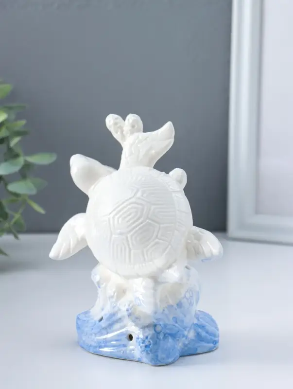 Сувенир керамика свет "Черепаха в кораллах" бело-синий 8х11,5х14 см