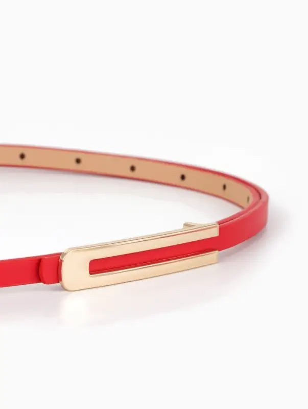 Ремень женский, 0.8&times;110 см, гвоздик, золотистая пряжка, красный