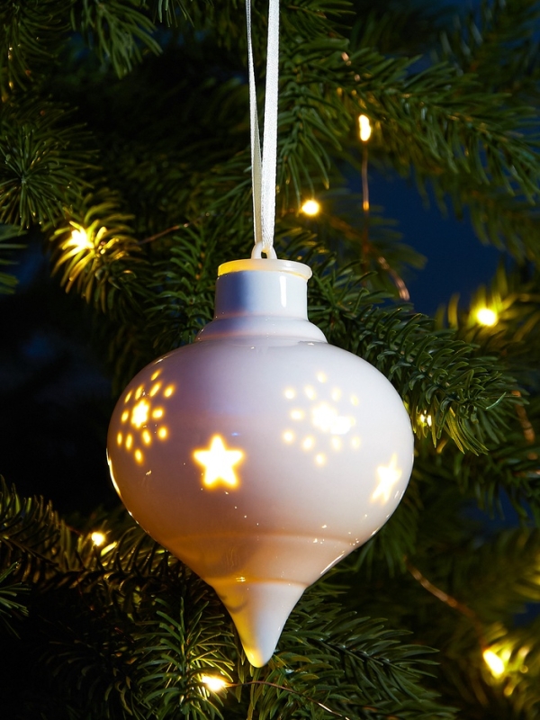 Елочный шар Елочный шар "Снежный" 10.7х8.5х8.5, 1 LED, LR44x3(в компл.), Т/БЕЛЫЙ