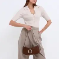 Сумка женская багет на молнии, 26&times;5&times;10.5 см, шоколадная