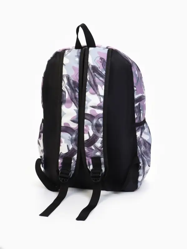 Рюкзак школьный на молнии, с карманами, с принтом, размер 30&times;13&times;42 см, сиреневый