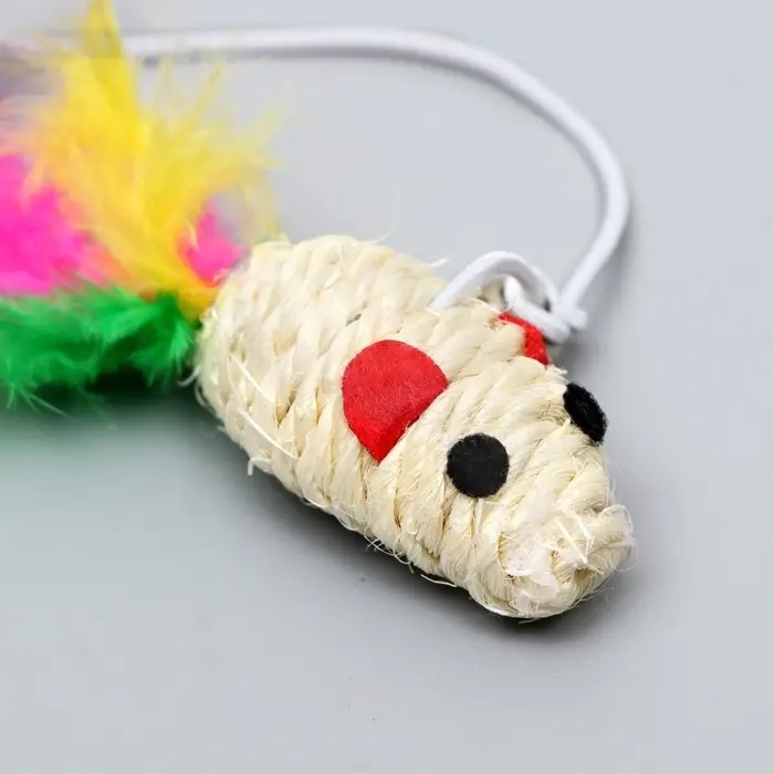 Дразнилка-удочка &laquo;Мышь из сизаля&raquo;, цвет МИКС