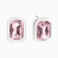Серьги "Кристалл" прямоугольник грань, цвет прозрачно-розовый