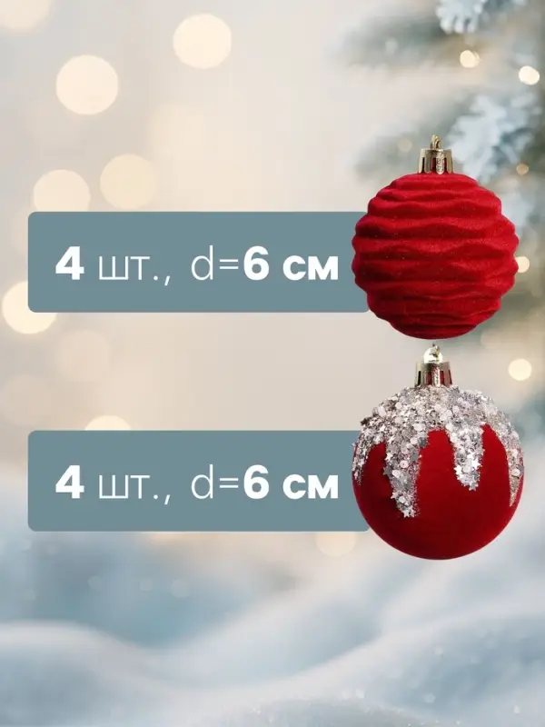 Ёлочные шары &laquo;Бархат. Маскарад&raquo;, новогодние, d=6 см, 16 шт., красные