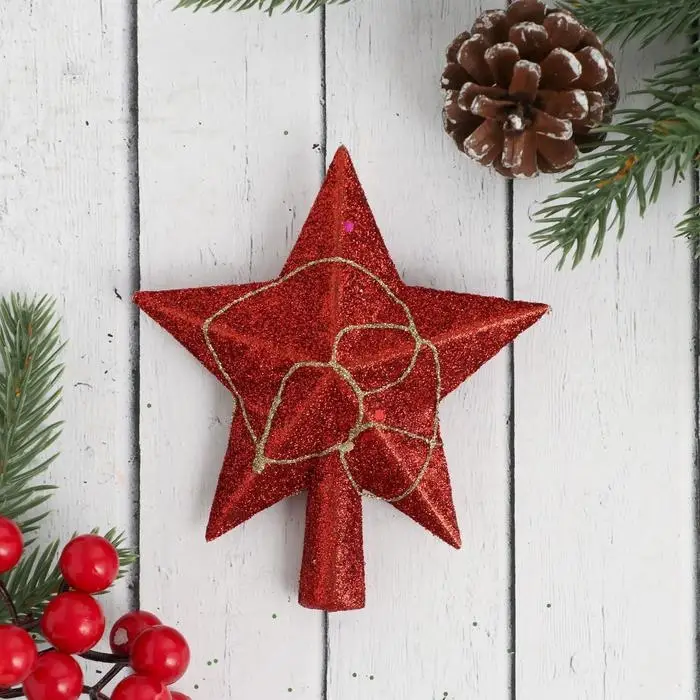 Звезда на ёлку (верхушка) золотая нить, 12 см, микс Звезда на ёлку (верхушка) золотая нить, 12 см, микс