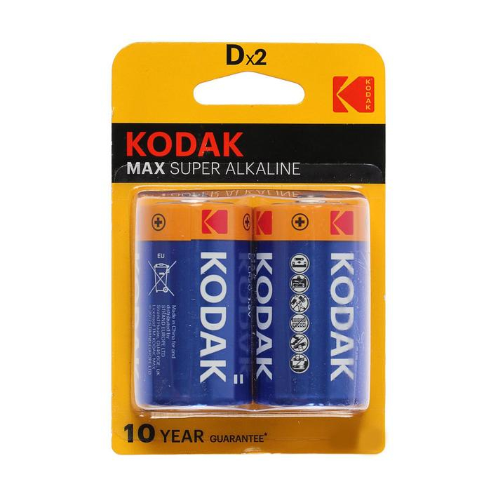 Батарейка алкалиновая Kodak Max, D, LR20-2BL, 1.5В, блистер, 2 шт. Батарейка алкалиновая Kodak Max, D, LR20-2BL, 1.5В, блистер, 2 шт.