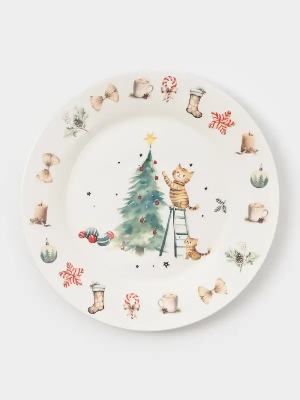 Тарелка новогодняя Доляна «Волшебный праздник», d=25.5 см, фарфор, белая Тарелка новогодняя Доляна «Волшебный праздник», d=25.5 см, фарфор, белая