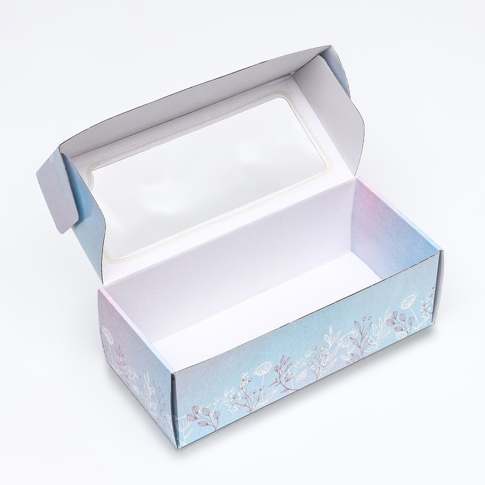 Коробка самосборная, с окном, Коробка самосборная, с окном, "Цветочные кружева" 16 х 35 х 12 см