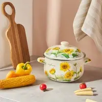 VETTA Подсолнухи Кастрюля эмалированная, 22см, 3,6л, индукция