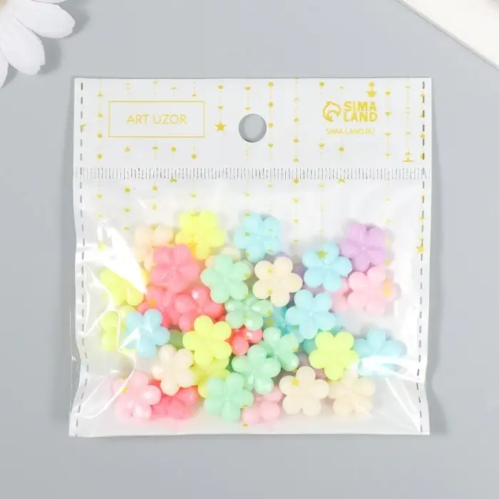Бусины для творчества пластик «Цветы. Пастельные тона», набор 38 шт., 15 г, 1.3×1.3 см Бусины для творчества пластик «Цветы. Пастельные тона», набор 38 шт., 15 г, 1.3×1.3 см