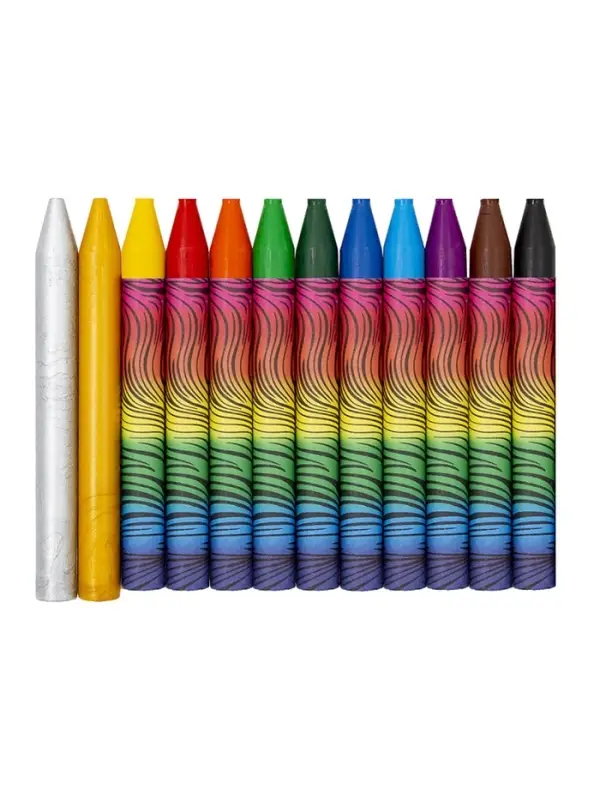 Мелки восковые 12 цветов &laquo;Луч: Фантазия&raquo;, круглые, золото + серебро