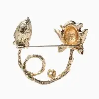 Брошь &laquo;Цветок&raquo; роза бутон, цвет красный в золоте