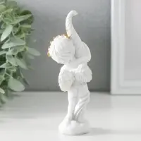 Фигурка полистоун &laquo;Белоснежный ангел с рогом с розами&raquo;, 5.5&times;4.5&times;13.5 см