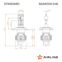 Лампа светодиод. H4 STANDARD, 17Вт, 4000Лм (2000Лм x 2), 6000К, 12В, кмпл. 2 шт.,