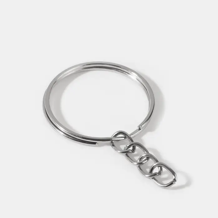 Основа для брелока, с цепочкой, d=25 мм, 10 шт., цвет серебряный Основа для брелока, с цепочкой, d=25 мм, 10 шт., цвет серебряный
