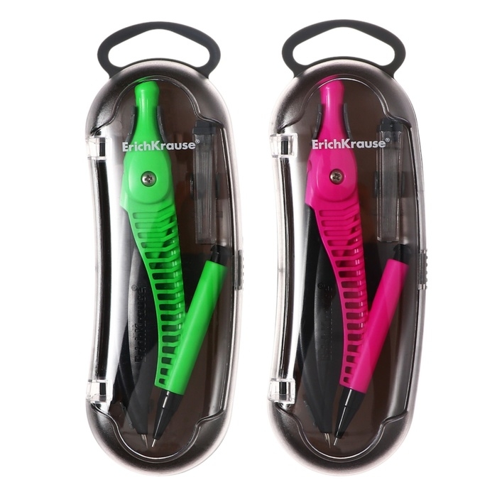 Готовальня ErichKrause "Accent", 2 предмета, пенал, микс