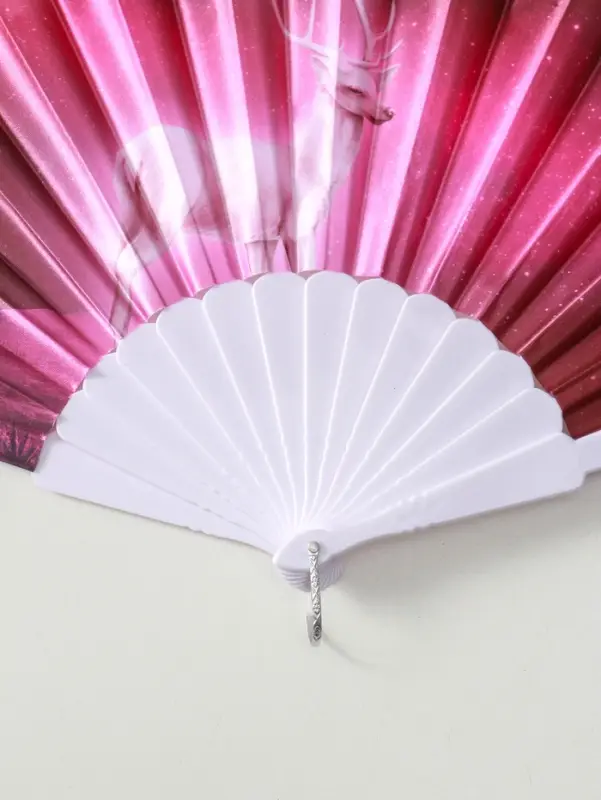 Веер пластик, текстиль Веер пластик, текстиль "Олени" МИКС широкие лопасти 23 см