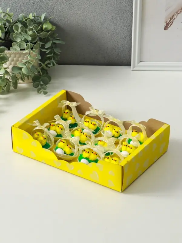 Фигурка пасхальная &laquo;Цыплята в корзинке с яичком&raquo;, набор 12 шт., 5&times;5&times;5 см