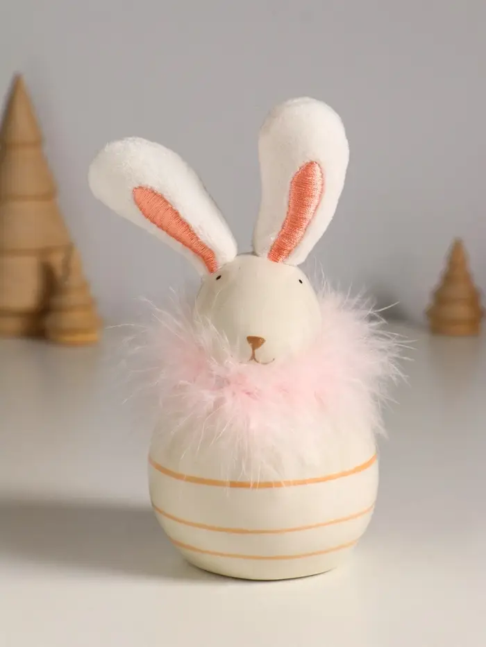 Сувенир керамика, текстиль "Зайчик с пухом, круглый" 7,4х7,4х15,5 см Сувенир керамика, текстиль "Зайчик с пухом, круглый" 7,4х7,4х15,5 см