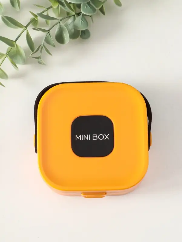 Шкатулка пластик для украшений с зеркалом, с ручкой 3 ячейки, 3 полосы, оранж 9х9х3,8 см