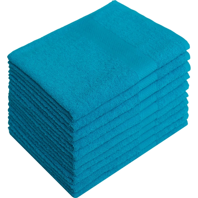 Набор полотенец махровых бордюр 440 г/м2, 50х90 ярко-бирюзовый, 10шт