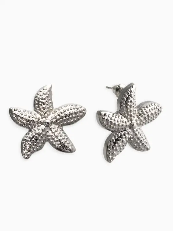 Серьги металл &laquo;Морская звезда&raquo;, цвет серебро