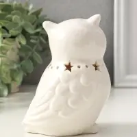 Сувенир керамика свет "Филин с ожерельем из звёзд" белый 9х6,5х13 см