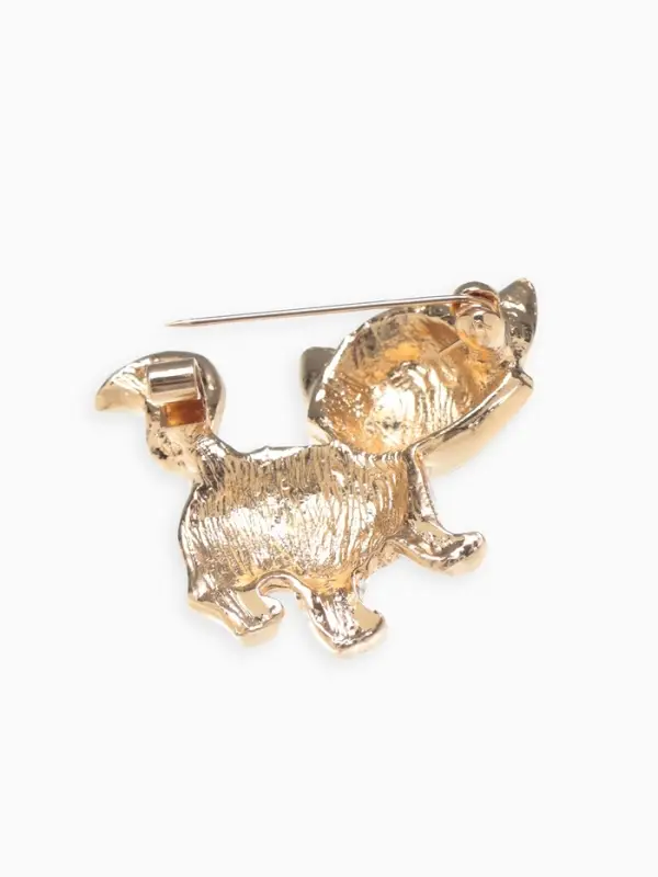 Брошь &laquo;Котёночек&raquo;, белая в золоте