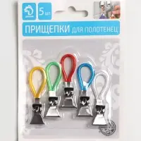 Прищепки универсальные с петелькой Доляна, 5 шт., 5&times;1&times;1.3 см