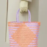 Сумка плетёная, 30&times;10&times;30 см, пластик, сиренево-жёлтая