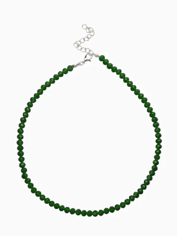 Чокер из бисера «Хрусталь», цвет изумруд в серебре, 37 см + 5 см доп, цепочка