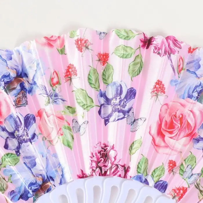 Веер пластик, текстиль Веер пластик, текстиль "Розы" МИКС 23 см