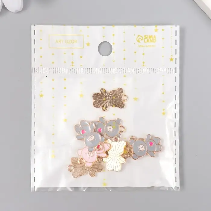 Металлический элемент, декоративная подвеска «Арт Узор. Мишка с сердцем», эмаль, 1.7×1.3 см, МИКС