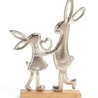 Сувенир интерьерный &laquo;Влюбленные кролики&raquo;, 26&times;6&times;36 см, алюминий, дерево