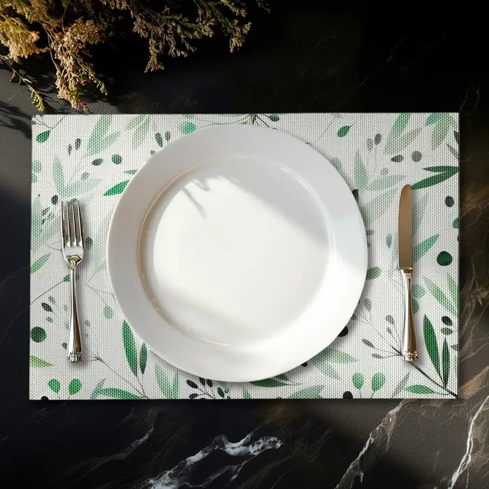 Салфетки сервировочные на стол Доляна &laquo;Акварель&raquo;, 4 шт., 45&times;30 см, зеленые
