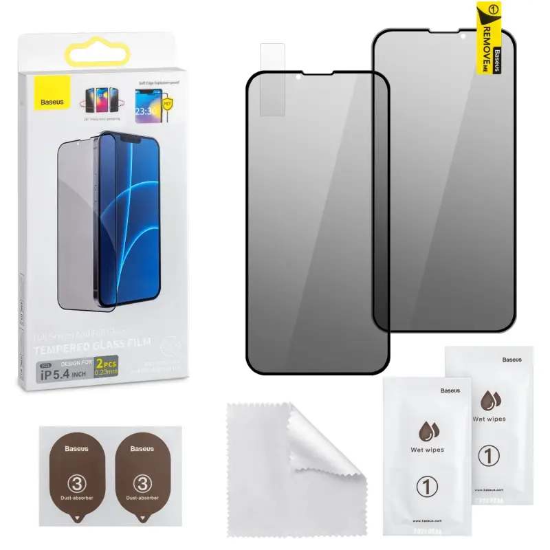 Защитное стекло iPh 13 Pro Max 6.7 (2021) 0.3mm 2 шт Антишпион Soft Edge Explosion-proof Baseus SGQP020501 Защитное стекло iPh 13 Pro Max 6.7 (2021) 0.3mm 2 шт Антишпион Soft Edge Explosion-proof Baseus SGQP020501
