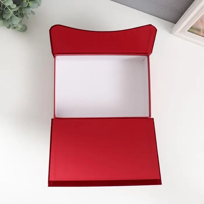 Шкатулка картон Шкатулка картон "Ромбы. Бордо" ручка из жемчужин 8х24х16,5 см