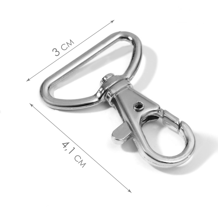 Карабин металлический, 41 × 30 мм / 25 × 2 мм, 10 шт, цвет серебряный Карабин металлический, 41 × 30 мм / 25 × 2 мм, 10 шт, цвет серебряный