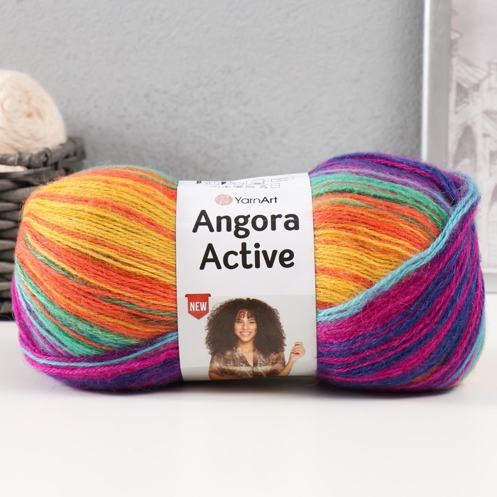 Пряжа Пряжа "Angora Active" 20% шерсть, 80% акрил 500м/100гр (850 радуга)