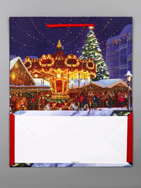 Пакет подарочный новогодний ламинированный, &laquo;Новогодний парк&raquo;, 26&times;12&times;32 см