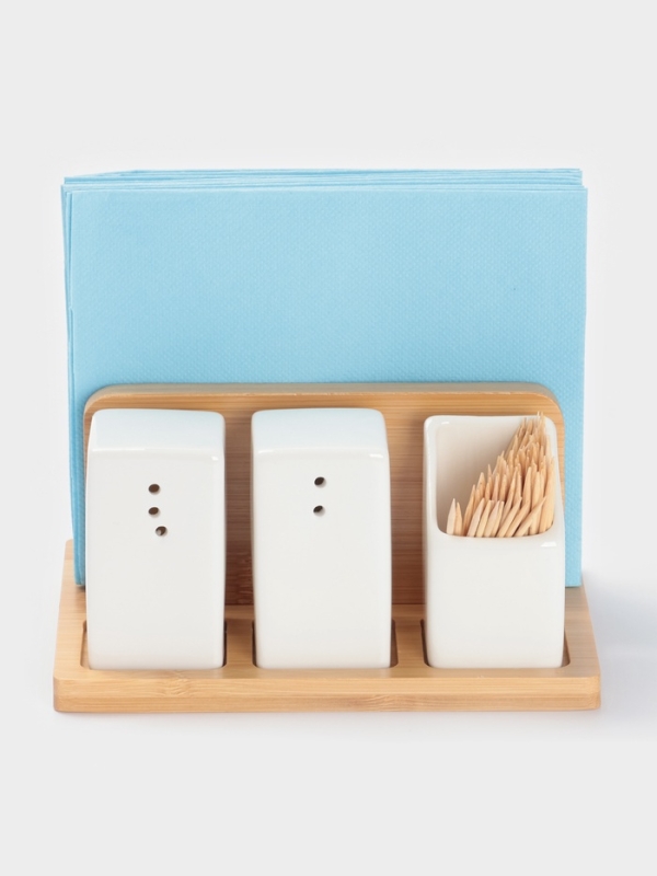 Набор для специй на подст 4 шт Набор для специй на подст 4 шт "BellaTenero" , солонка, перечница, салфетница, зубочист