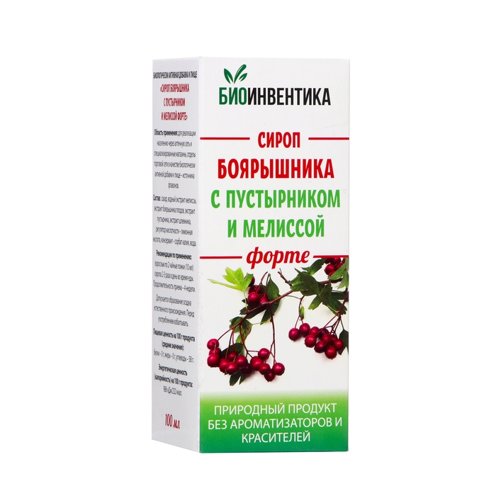 Сироп боярышника с пустырником и мелиссой форте, 100 мл Сироп боярышника с пустырником и мелиссой форте, 100 мл