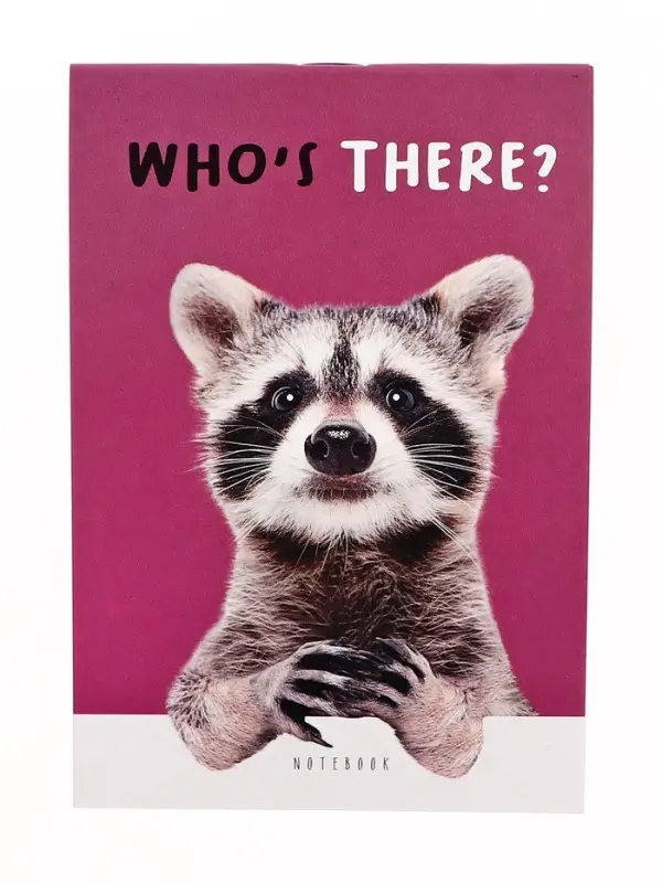 Блокнот А6, 32 листа в клетку на скрепке "Кто здесь?", обложка мелованный картон, блок офсет, МИКС
